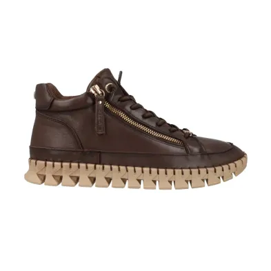Carmela 164392 Botines Sneaker de Piel con Cremallera Mujer Marrón