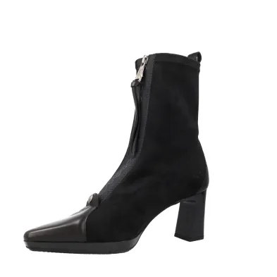 Hispanitas HI265085 Bangkok Bottines Talon Zip Cuir Femme Noir