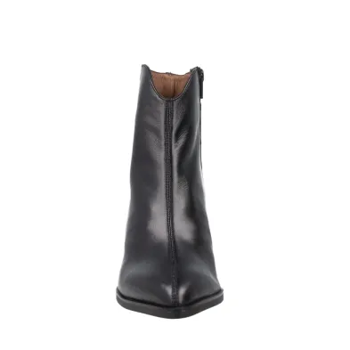 Wonders M-5444 Bottine Talon Large Femme Cuir Noir Effet Croco
