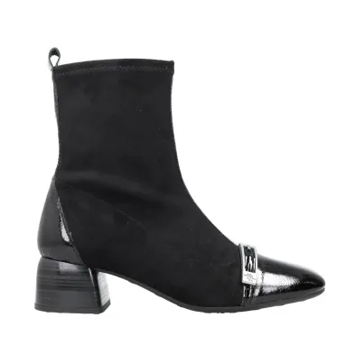 Hispanitas HI265016 Botín Calcetín Charol Hebilla Mujer Negro