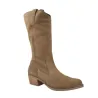 Patricia Miller 6951 Knee-High Suede Western Boots Women Taupe