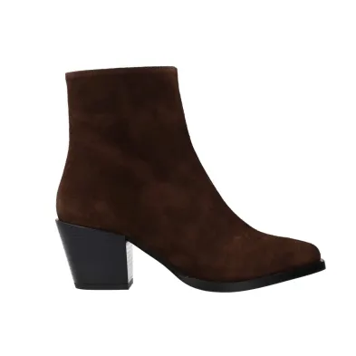 Dansi 9107A Western Ankle Boots Suede Heel Women Chocolate