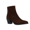 Dansi 9107A Western Ankle Boots Suede Heel Women Chocolate