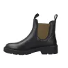 Geox D665GI Tronchetti Chelsea Pelle Elastico Kaki Donna Nero