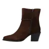 Dansi 9101A Western Ankle Boots Woven Trim Women Chocolate