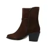 Dansi 9101A Western Ankle Boots Woven Trim Women Chocolate