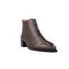 Dansi 8715A Bottines à Lacets Cuir Talon Bas Femme Chocolat