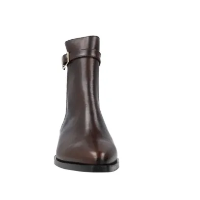 Dansi 8718A Tronchetti Pelle Liscia con Fibbia Tacco Basso Donna Mogano