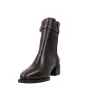 Dansi 8718A Leather Ankle Boots with Buckle Low Block Heel Women Mahogany