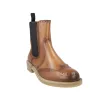 Luis Gonzalo 5685M3 Stivaletti Chelsea Donna Pelle Brogue Tacco Basso Cuoio