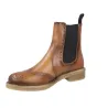 Luis Gonzalo 5685M3 Leather Brogue Chelsea Ankle Boots Women Low Heel Tan