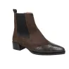 Dansi 8717A Suede Leather Brogue Chelsea Ankle Boots Women Low Heel Mahogany