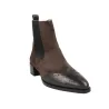 Dansi 8717A Botines Chelsea Picados Serraje y Piel Mujer Tacón Bajo Caoba