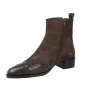 Dansi 8717A Stivaletti Chelsea Donna Camoscio Pelle Brogue Tacco Basso Mogano