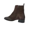 Dansi 8717A Stivaletti Chelsea Donna Camoscio Pelle Brogue Tacco Basso Mogano