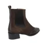 Dansi 8717A Chelsea Boots Damen Wildleder Leder Brogue Flacher Absatz Mahagoni