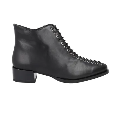 Dansi 8715A Tronchetti Stringati Pelle Tacco Basso Donna Cioccolato