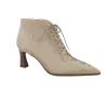 Hispanitas HI264960 Leather Lace-Up Pointed Ankle Boots Women 7 cm Heel Sand