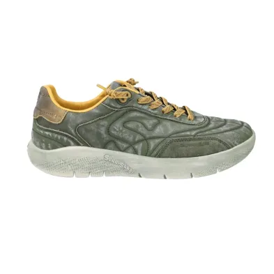 Sunni Sabbi FLY-VX 025 Leather Trainers Men Chunky Sole Washed Khaki