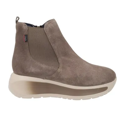 Callaghan 61607 Taupe Suede Chelsea Ankle Boot for Women Platform