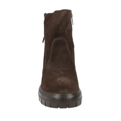 IGI&CO 21494 Brown Suede Ankle Boot for Women with Track Sole and Zips
