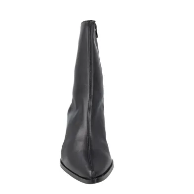 Barminton T5 Lederstiefelette Spitz Kitten-Absatz Damen Schwarz