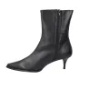Barminton T5 Lederstiefelette Spitz Kitten-Absatz Damen Schwarz