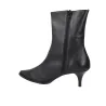 Barminton T5 Lederstiefelette Spitz Kitten-Absatz Damen Schwarz