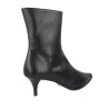 Barminton T5 Lederstiefelette Spitz Kitten-Absatz Damen Schwarz