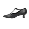 Barminton T4 Charleston Schuh Leder T-Riemen Schnalle Damen Schwarz