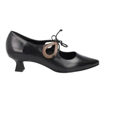Barminton T4 Mercedes Leather Shoe Cord Fastening Women Black Taupe