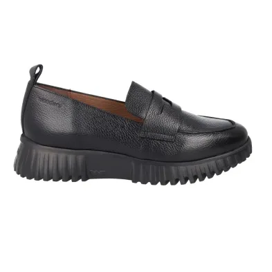 Wonders A-4420 Plateau-Loafer Narbenleder Schwarz