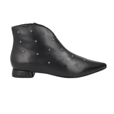 Barminton T1 Studded Ankle Boots Black Leather Women
