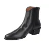 Wonders D-2001 Smooth Leather Pointed Toe Low Heel Boot Women Black