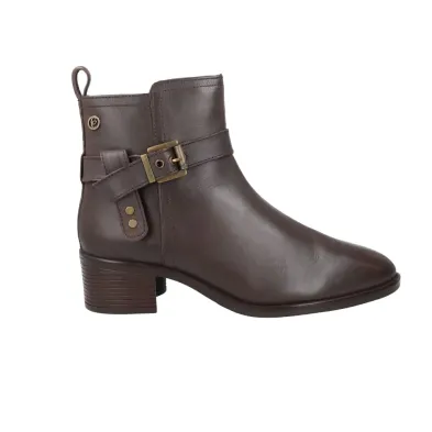 Carmela 164163 Botines Tacón Piel Hebilla Cremallera Mujer Marrón y Negro
