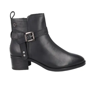 Carmela 164163 Women's Leather Heeled Ankle Boots with Buckle Brown and Black