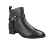 Carmela 164163 Women's Leather Heeled Ankle Boots with Buckle Brown and Black
