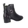 Carmela 164163 Women's Leather Heeled Ankle Boots with Buckle Brown and Black