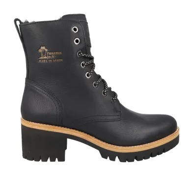 Panama Jack Padma B11 Stivaletti in Pelle con Lacci e Tacco Donna Nero