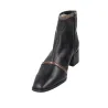 Barminton 17020 Women's Leather Ankle Boots with Contrast Straps and Zip