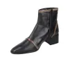 Barminton 17020 Stivaletti in Pelle con Strisce a Contrasto e Zip Donna