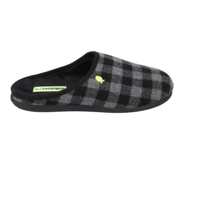 Gioseppo Savannah Men's Checked Backless House Slippers Grey