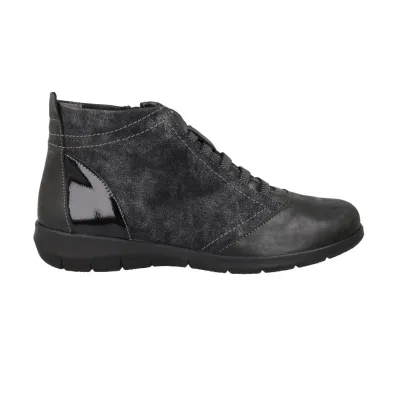 Suave 3611 Comfort Ankle Boots Elastic Laces Zip Leather Women's Cinder Coyote