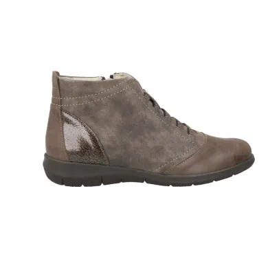 Suave 3611 Comfort Ankle Boots Elastic Laces Zip Leather Women's Cinder Coyote