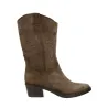 Viguera 8024 Boots Western Daim Cuir Brodées Femme Testa Tabac