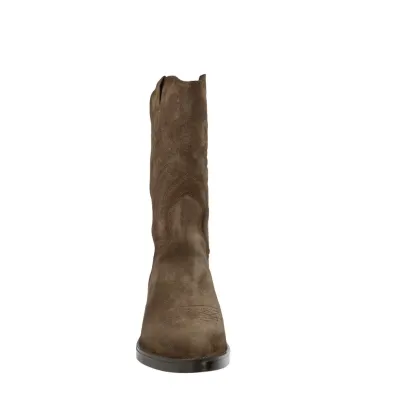 Viguera 8024 Stivali Texani Camoscio Pelle Ricamati Donna Testa Tabac