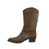 Viguera 8024 Boots Western Daim Cuir Brodées Femme Testa Tabac