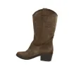Viguera 8024 Botas Camperas Tejanas Piel Ante Bordadas Mujer Testa Tabac