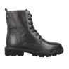 Carmela 164337 Stivaletti Anfibi Pelle Lacci Zip Donna Nero Suola Tasselli