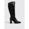 Wonders M-5443 Damen Stiefel Leder Blockabsatz Reißverschluss Schwarz